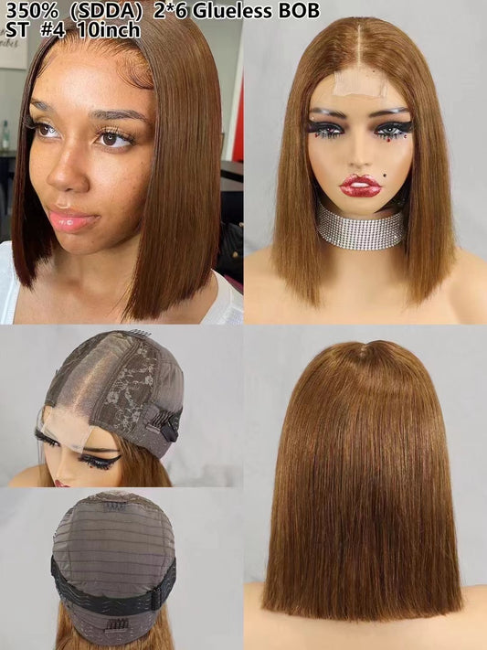 2x6 lace closure Bob wig #4 color Vietnamese human hair