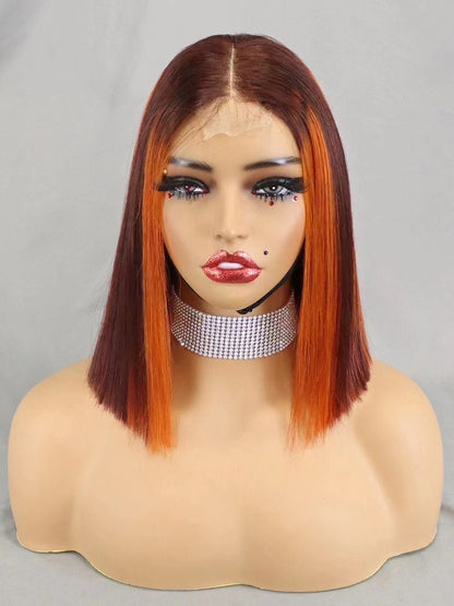 2×6Lace P2/350 Color Human Hair Bob Wig