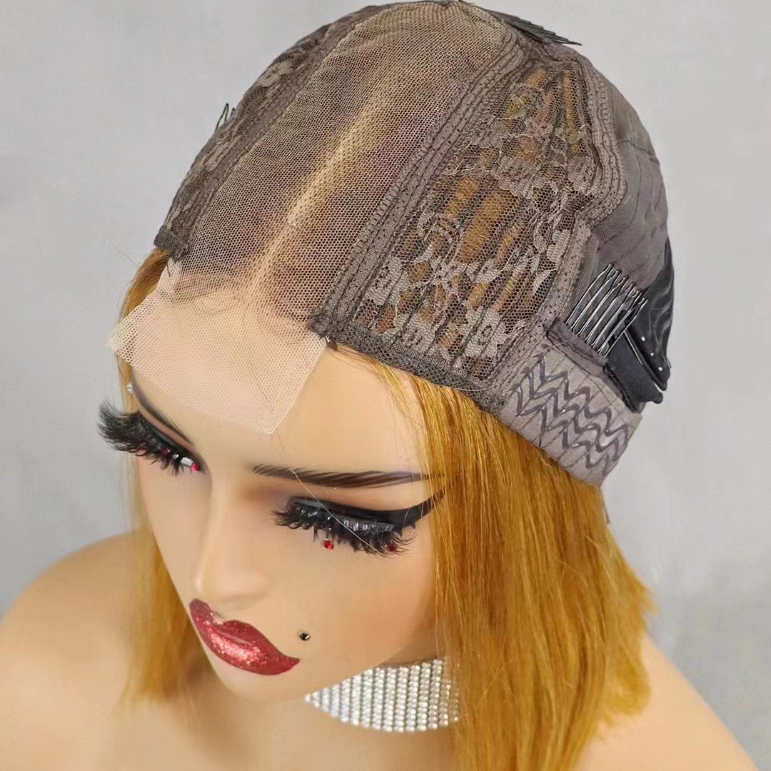 2×6Lace  #4T30  Human Hair Bob Wig