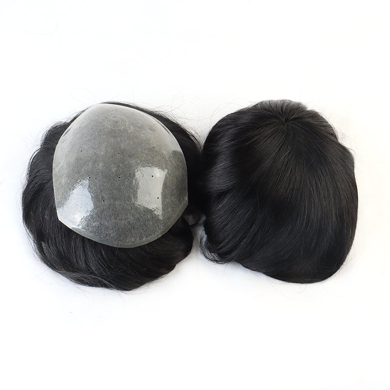 8"x10"Toupee for Men Black Human Hair System