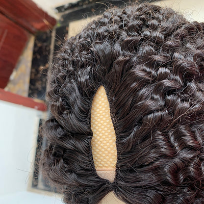 V Part  kinky Curl Brazlian Human Hair Wig