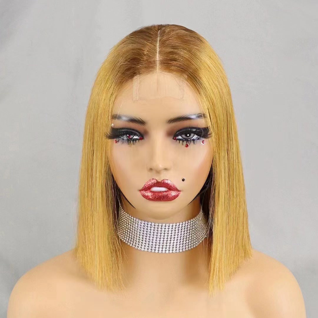 2×6Lace  #4T30  Human Hair Bob Wig