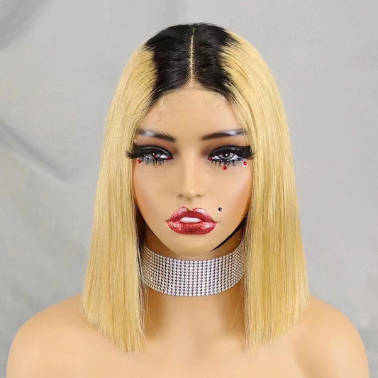 2×6 Lace Bob Wig #1BT27 Vietnamese Human Hair