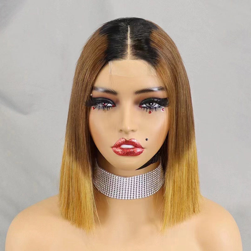 2×6 Lace #1BT4T30  Human Hair Bob Wig