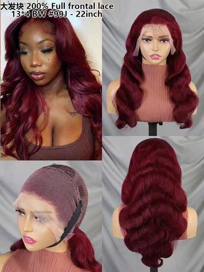 13*4BW lace frontal wig #99J Brazilian human hair